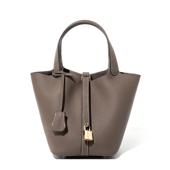 Bolso de cuero de las mujeres de la cesta vegetal del cubo de agua de la nueva textura de la moda, bolso del regalo de boda superior - 1