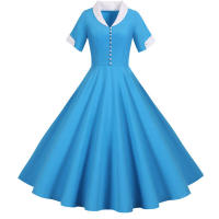 Vestido midi elegante e informal de verano para mujer, de línea A, manga corta, liso, para fiesta. - details 10
