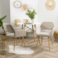 Juego de 2 Sillas de Comedor Escandinavas, Sillón Tapizado en Tela con Reposabrazos y Patas Metálicas para Cocina/Salón - details 1
