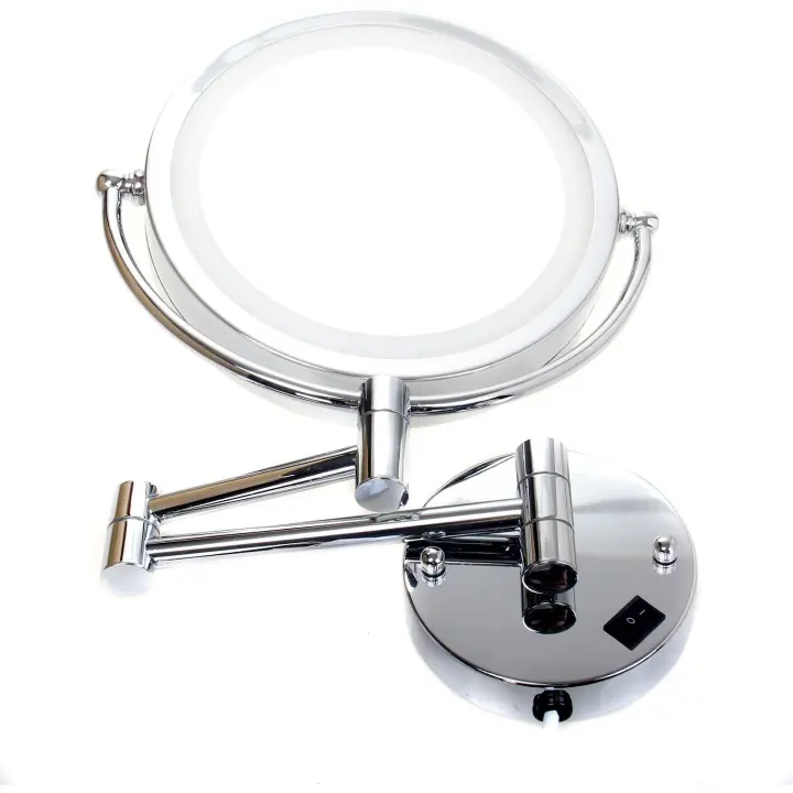 TUKA LED maquillaje pared 7X aumento 8,5 pulgadas espejo cosmético para baño, Metal cromado Real, espejo plegable con luz para - 1
