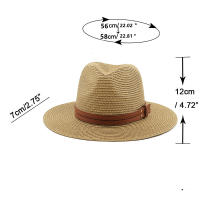 Sombreros panamá de ala ancha para hombre y mujer, sombrero de paja para la playa, protección UV, UPF, 54-58-60cm - details 0