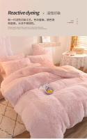 Juego de ropa de cama de lujo, edredón de terciopelo de visón Kawaii, con sábanas, individual y doble, color rosa cálido, para Otoño e Invierno - details 10