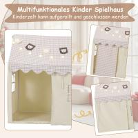 Carpa de Juegos para Niños Casa de Juegos con Alfombra, Luces, Bandera y Ventanas - details 3