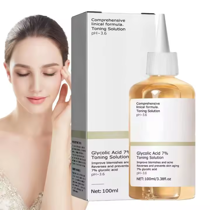 Solución tonificante de ácido glicólico al 7%, aceite Facial reparador de 100ml, esencia Facial de tóner de ácido glicólico suave nutritivo - 1