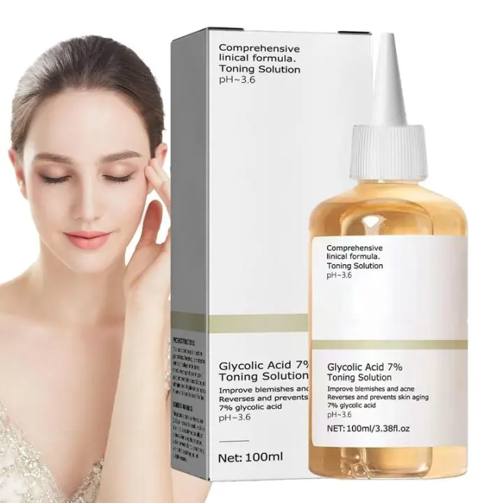 Solución tonificante de ácido glicólico al 7%, aceite Facial reparador de 100ml, esencia Facial de tóner de ácido glicólico suave nutritivo - 1