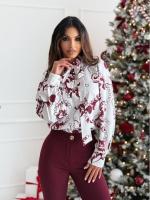 Blusa elegante con borlas para mujer, blusa de manga larga estampada a la moda, tops con botones para - details 2