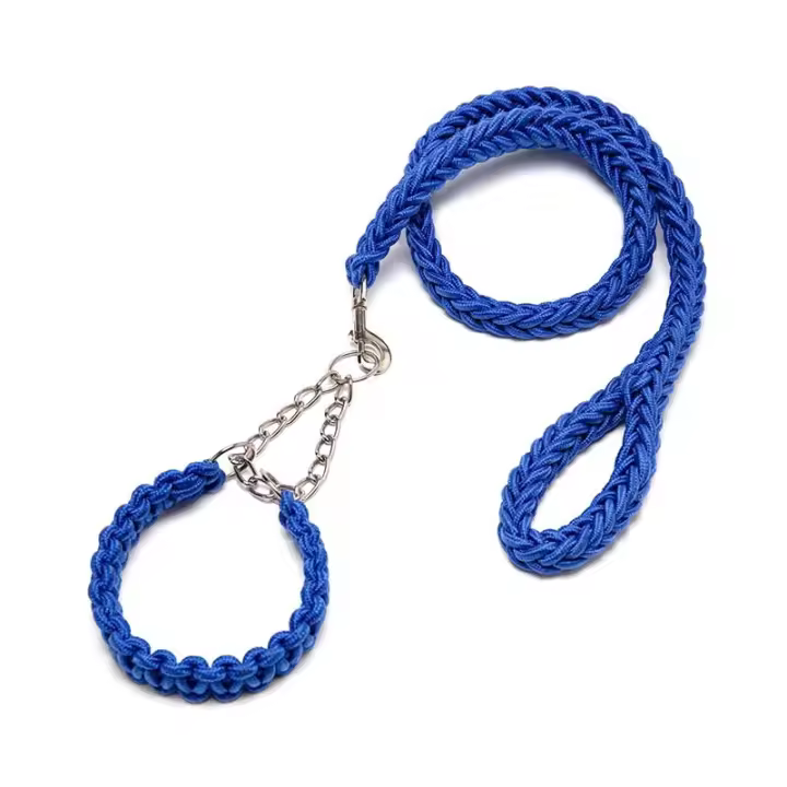 Collar tejido, cadena antiimpacto y explosión, correa para mascotas, cuerda de tracción de nailon de ocho hebras, cuerda para perros - 1
