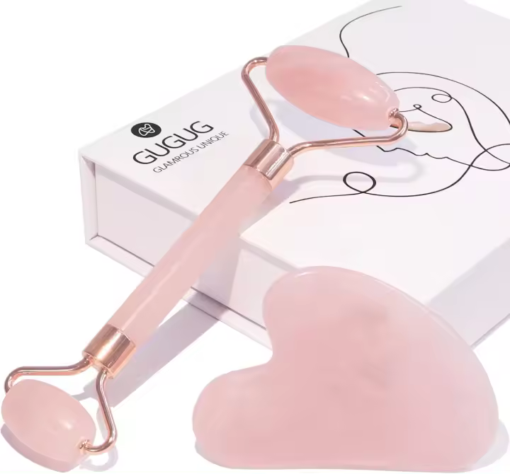 GUGUG Gua Sha y Rodillo Facial, Guasha para el Masaje Facial, Rodillo de Jade Facial Masaje para Mujeres, Relajante de los Músculos del Cuello y del Cuerpo - 1