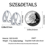 Pendientes de aro para mujer, Plata de Ley 925, líneas geométricas, estrellas y luna, pendientes para mujer, regalos de joyería - details 2