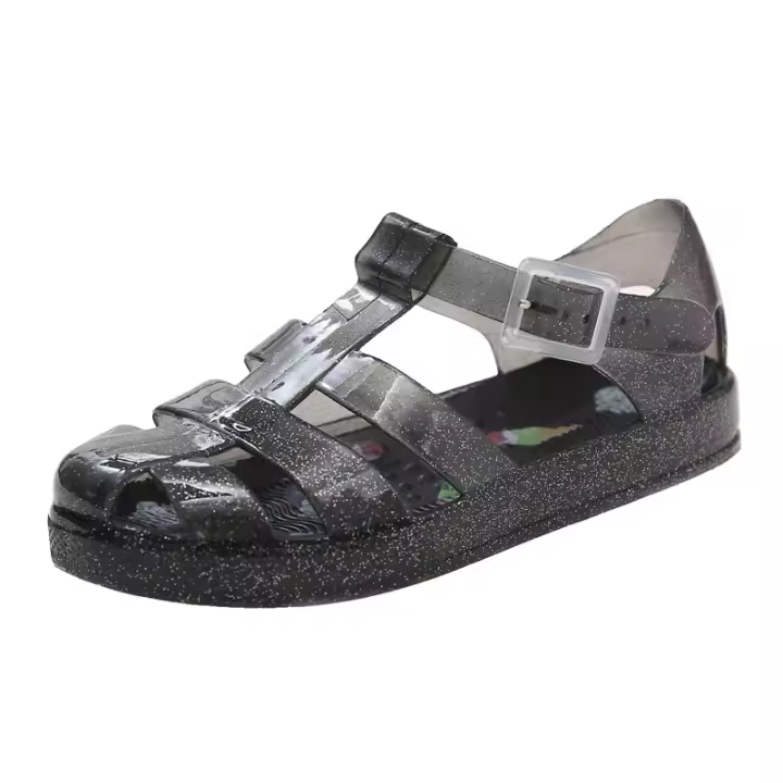 Nuevos zapatos de gelatina romana para niños, zapatos con agujero en la cabeza, zapatos de playa para vadear para niñas - 1
