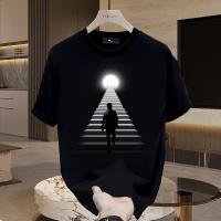 Escalera geométrica negra y diseño de haz de luz, lavable a máquina para adolescentes y adultos jóvenes, ropa casual |   diseño atrevido |   tejido cómodo - details 1