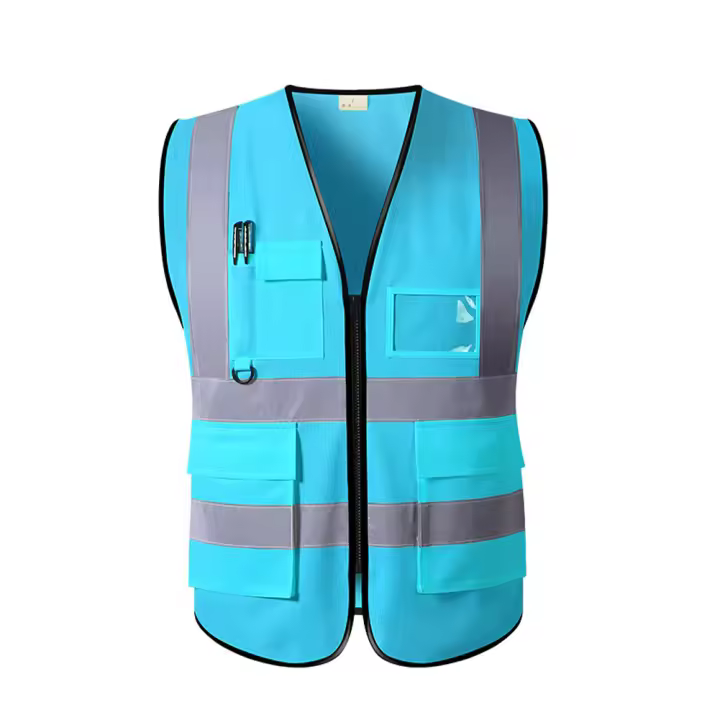 Chaleco de Seguridad de Alta Visibilidad con Bolsillo Franja Reflectante Cierre de Cremallera Para Trabajo de Constructcción Deportes Nocturnos Ropa de Ciclismo Tela Transpirable - 1