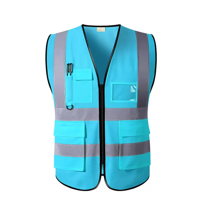 Chaleco de Seguridad de Alta Visibilidad con Bolsillo Franja Reflectante Cierre de Cremallera Para Trabajo de Constructcción Deportes Nocturnos Ropa de Ciclismo Tela Transpirable - 1