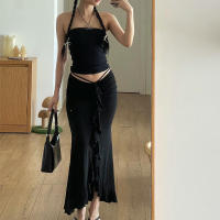 BUNO-falda ajustada con volantes lisos para mujer, faldas sexys fruncidas de cintura alta para la calle, vestido corto informal elegante de oficina para verano - details 5