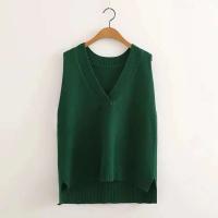 Suéter sae suelto coreano de punto con cuello en V para mujer, chaleco sin mangas, otoño e invierno - details 14