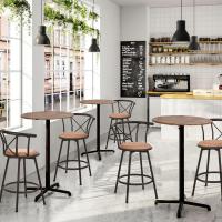 Silla de Cocina de Piel Sintética Giratorio 360° con Respaldar y Reposapiés Altura de 75,5cm - details 12