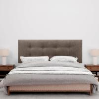 Cabecero de Polipiel o Tela Pro con 2 hileras de Botones y Patas Cabezal tapizado Cama Lujo (150x105cm con Patas (Camas 150/160), Tela Beige) - details 12