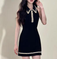 Xiaoxiangfeng Qianjin Miu serie cintura de mujer ceñida, adelgazante, sensación de alta gama, vestido pequeño con cuentas de uñas de industria pesada, - details 6