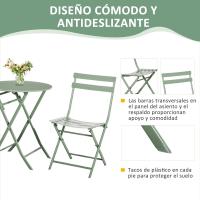 Juego de Muebles de Jardín Plegable Mesa Redonda, 2 Sillas y Resaldo de Acero - details 4