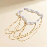 Ingemark Kpop banda elástica blanca cuentas de borlas pierna muslo cadena para mujer Bikini Festival de verano joyería corporal accesorios de boda nuevo - details 7