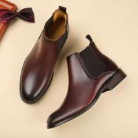 Zapatos de vestir de caña alta estilo cuero Botines de hombre Chelsea casuales de moda - details 4