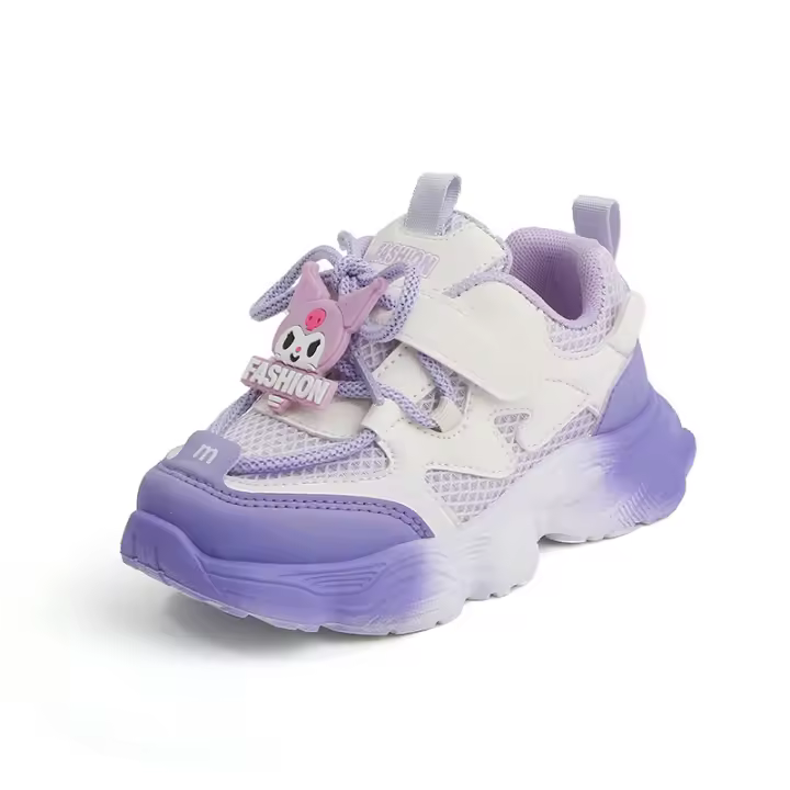 Zapatos deportivos de las niñas 2025 primavera y otoño zapatos de papá de los niños de malla transpirable pequeña niña zapatos de dibujos animados zapatos para correr de los niños medianos y mayores - 1