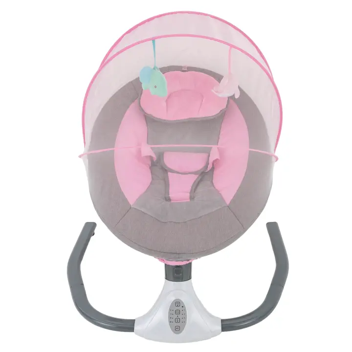 Columpio eléctrico rosa para bebés y niños pequeños, balancín portátil para interiores, juego de columpio para bebés, Moisés de música Bluetooth con Control remoto, Columpio de 4 engranajes y sincronización de 4 engranajes para bebés recién nacidos - 1