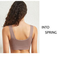 Women solid color fitness sports bra top gym yoga athletic tight workout soft brassiere padded - details 23