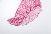 BUNO-vestido Midi con estampado Floral para mujer, traje de hombro inclinado, con volantes, dividido, ajustado, para vacaciones y calle - details 12