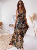 Vestido Largo Boho Playa con Escote V y Flores, Vestido sin Mangas Veraniego de Algodón |   Estilo Retro para Vacaciones o Eventos - details 51