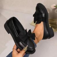 Mocasines de un pie con nudo de lazo para mujer, Color sólido, Charol, Cómodo, Suela gruesa, Zapatos suaves - details 11