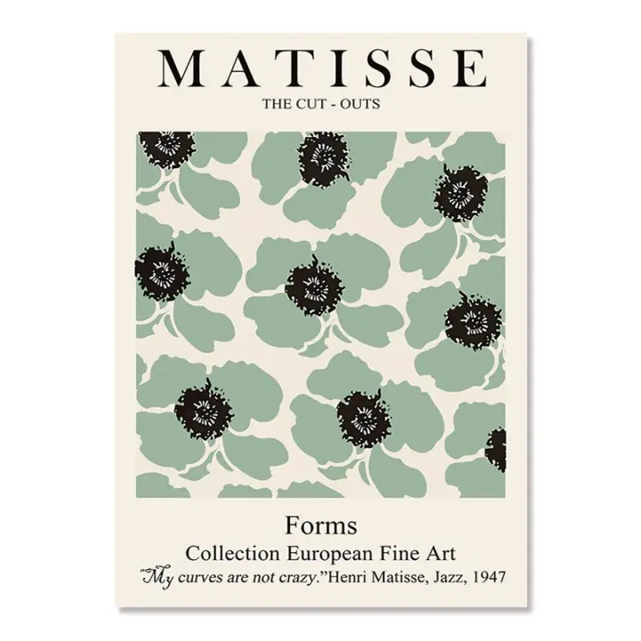 Cuadro abstracto de lienzo Matisse Boho Pósters de flores Hojas Curly Chica Nórdica Decoración de pared Para decoración de habitación - 1