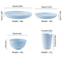 23cm Round Salad Dessert Dinner Plate Stackable Unbreakable Reusable 4Pcs Wheat Straw Dish Microwave Safe Fruit Plate for Dining - details 2