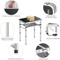 Mesa de Camping Plegable Portátil 60x40x25.4/49/67cm Altura Ajustable Impermeable Negro - details 12