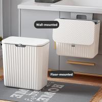 Cubo de basura de cocina montado en la pared, papelera colgante de gran capacidad con tapa para armario de baño, 7L - details 1