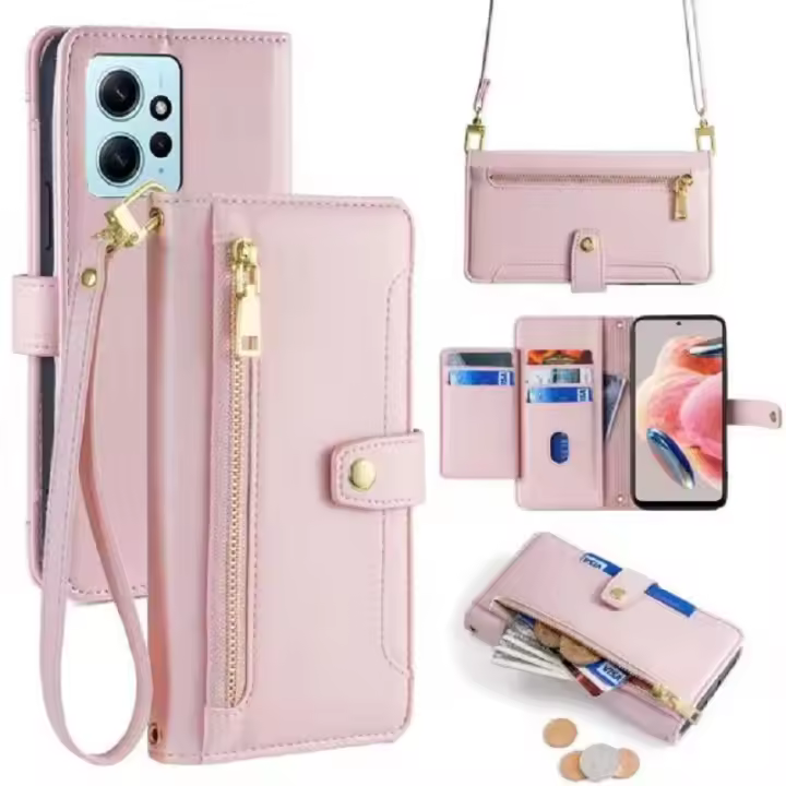 Funda de teléfono de cuero magnética multifuncional para Redmi Note 12, funda protectora de moda con cremallera, 4G - 1