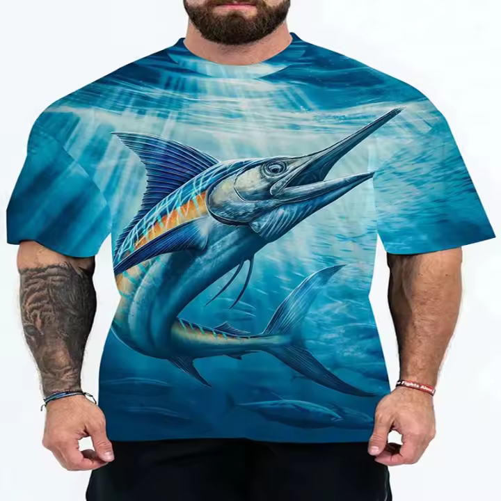 2025 Camiseta 3d de manga corta para hombre, ropa de moda de manga larga, ropa de Color - 1