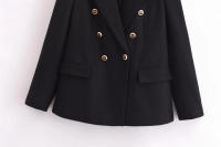 TRAFZA, abrigos informales para mujer, liso, cuello vuelto, manga larga, bolsillos, doble botonadura, nueva moda de primavera, chaqueta holgada - details 13
