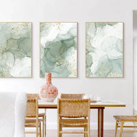 Arte de Pared de Lienzo de Lujo Ligero Moderno Nórdico Textura de Mármol Dorado Verde - details 2
