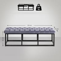 Banqueta En Estilo Velvet con Base Metálica Cuadrada I Banco Decorativo, Color:Verde Claro, Tamaño:150 cm - details 43