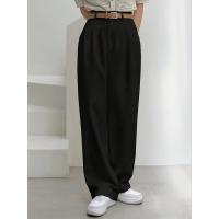 Pantalones de Pierna Recta de Cintura Alta para Mujer Pantalones de Oficina Negros Cómodos y Elásticos Todas las Tallas, Nuevo - details 0