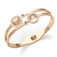 Trend Life Tree Charm Bracelets for Women Stainless Steel Hollow Crystal Bangles Luxury Gift Cubic Zirconia Tree Jewelry New - details 5