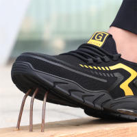 Zapatos de Trabajo Seguros Transpirables con Punta de Acero Zapatillas de Trabajo Antideslizantes para Hombres en Negro - details 12