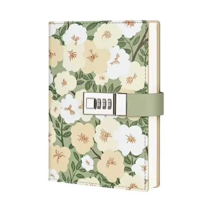 Cuaderno B6 de 224 páginas para proteger secretos, diario grueso, libro de contraseña con patrón impreso de cuero PU con cerradura, papelería - 1