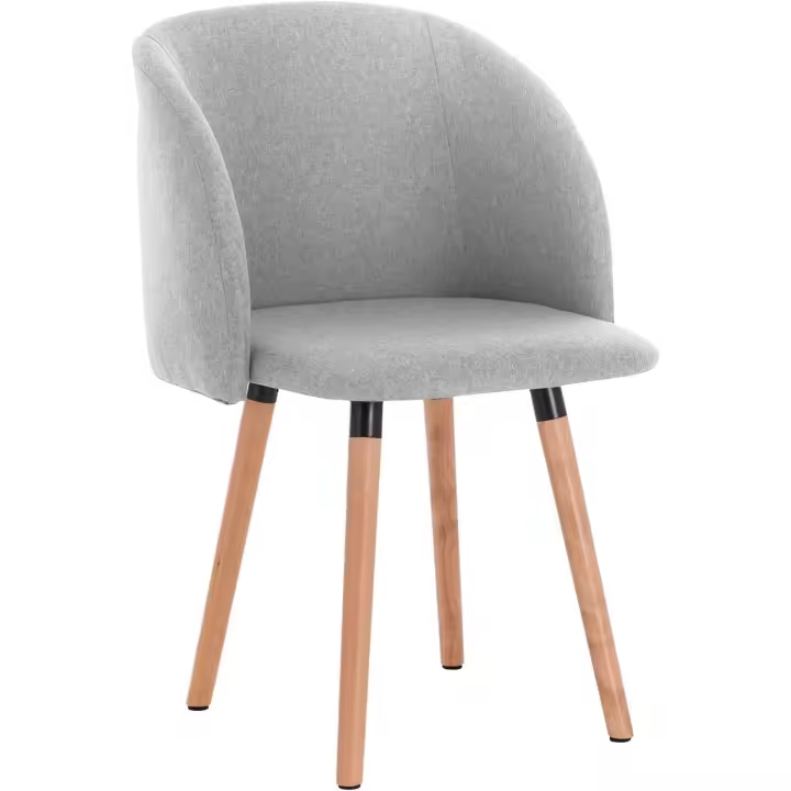 Silla de Comedor Nórdica Ergonómica con Resalto y Brazos Tapizada en Lino Madera para Patas - 1