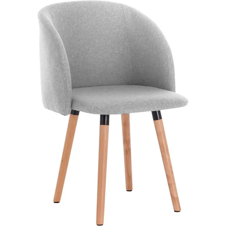 Silla de Comedor Nórdica Ergonómica con Resalto y Brazos Tapizada en Lino Madera para Patas - 1