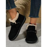 Botas de nieve de invierno para mujer, zapatos planos cómodos y cálidos de algodón - details 4