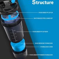Botella De Ejercicio Para Construir Musculo 3 Capas Mezclador De Proteína Y Batido Deportivo De Gran Capacidad Regalo Fitness - details 2