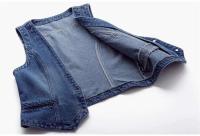 Retro denim primavera 2023, nueva chaqueta corta ajustada sin mangas, chaleco de un solo pecho, top informal azul - details 4