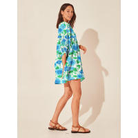Vestido corto de vacaciones de playa de rayón informal suelto con lazo floral para mujer de moda de verano - details 131
